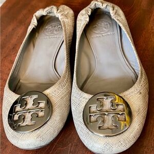 Tory Burch Cream Quilted Ballet Flats